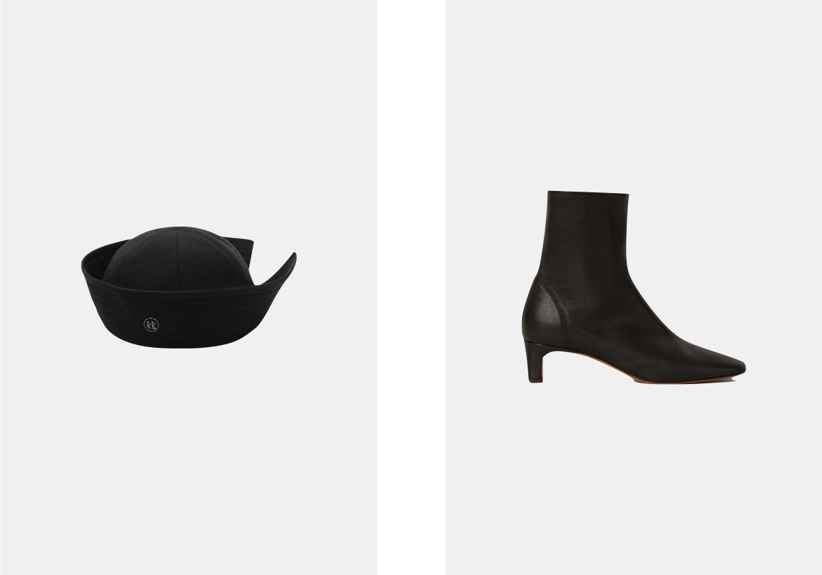 Chapéu Sailor em algodão, € 283, Ruslan Baginskiy; botas Doria em pele, € 295, Rouje.